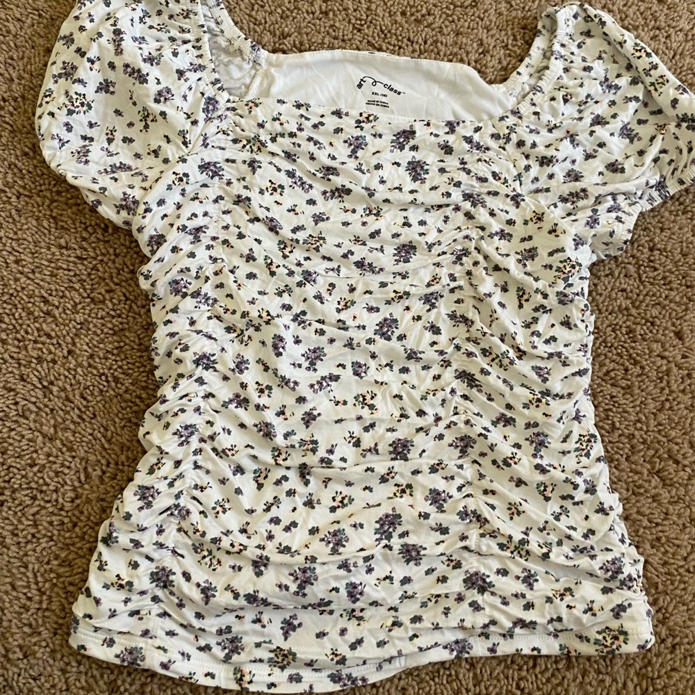 Floral ruched puffy sleeves blouse Art Class Target